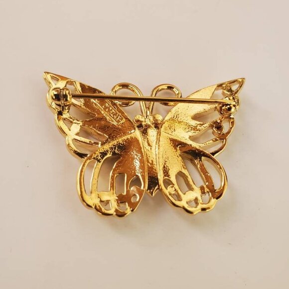 Vintage Signed D'ORLAN  Rhinestone Crystal Butterfly Brooch Pin - Picture 7 of 9